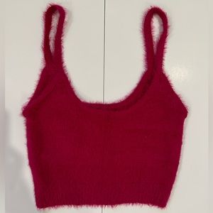 Garage Fuzzy Hot Pink Cropped Tank - SMALL
